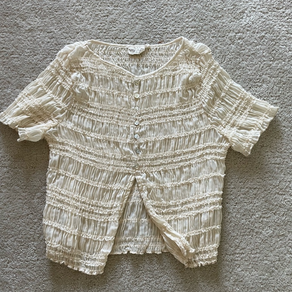 Off white VRG Top with Button Detail